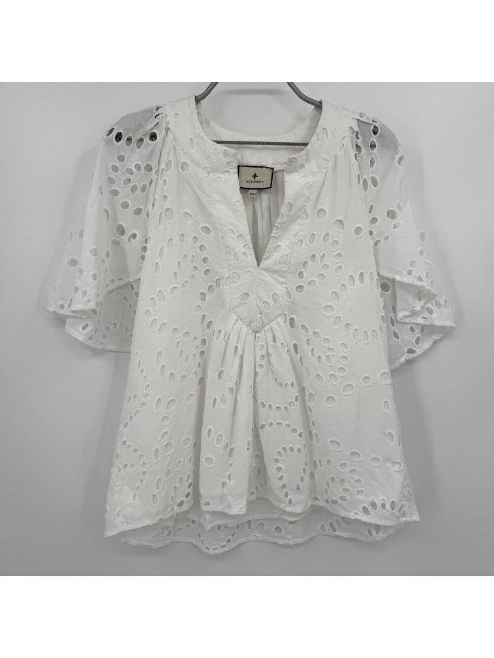 Tuckernuck x Cameran Eubanks White Eyelet Lace Finley Flutter Sleeve Top XXS 2XS